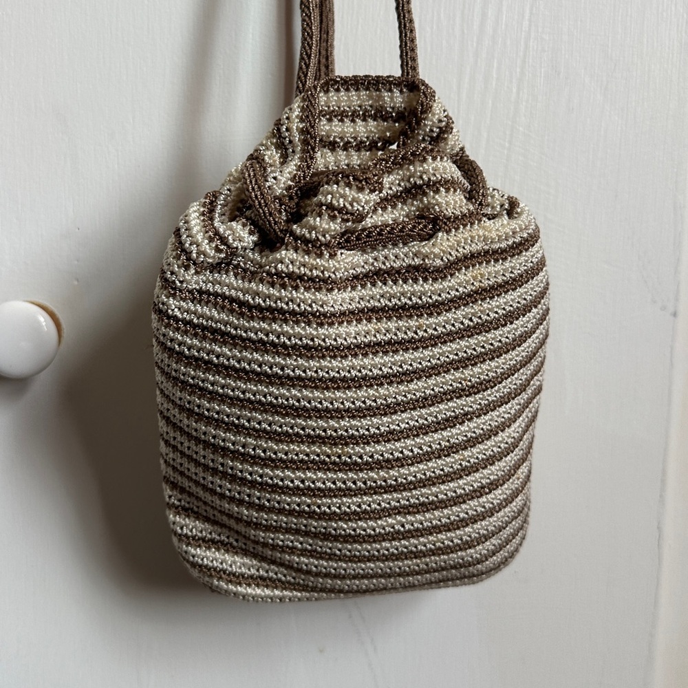 Vintage The Sak Mini Brown and Cream Striped Backpack